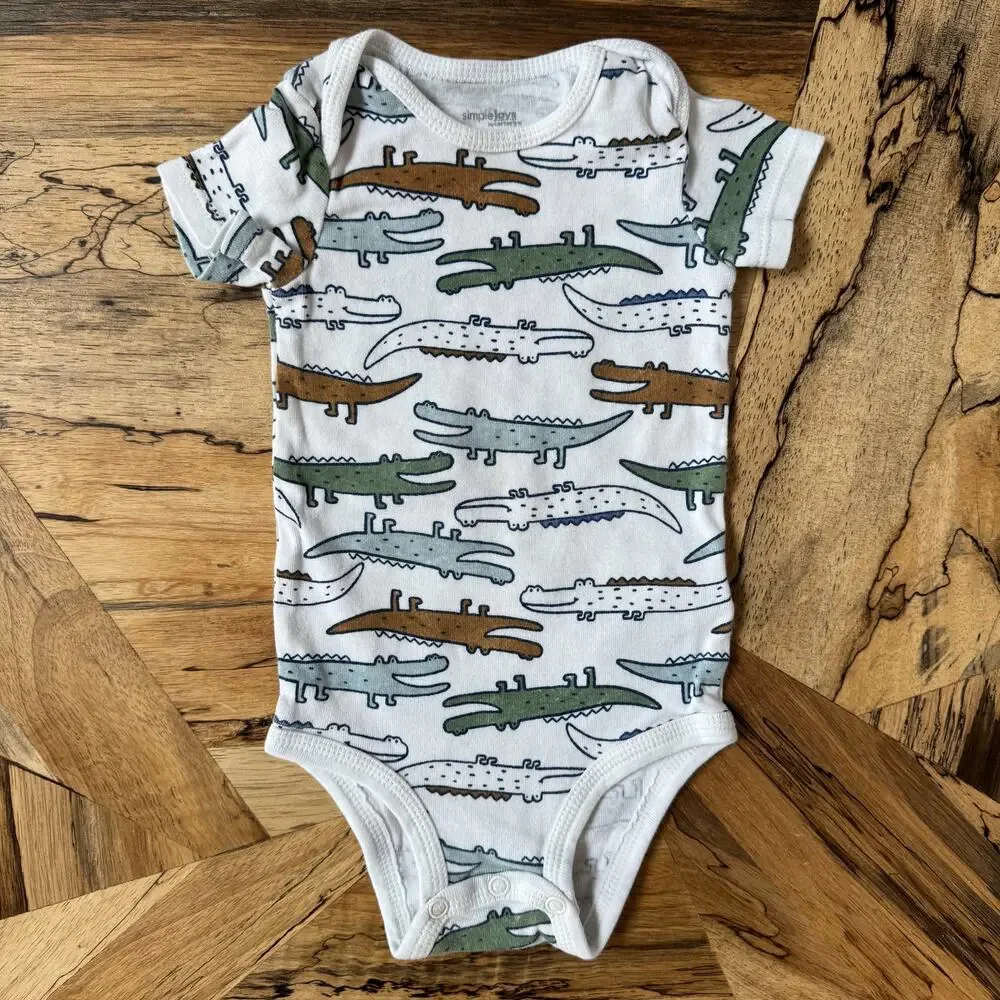 Carter's Simple Joys Baby Boy 4-Pack Bodysuits - Alligator & Safari - 6/9M